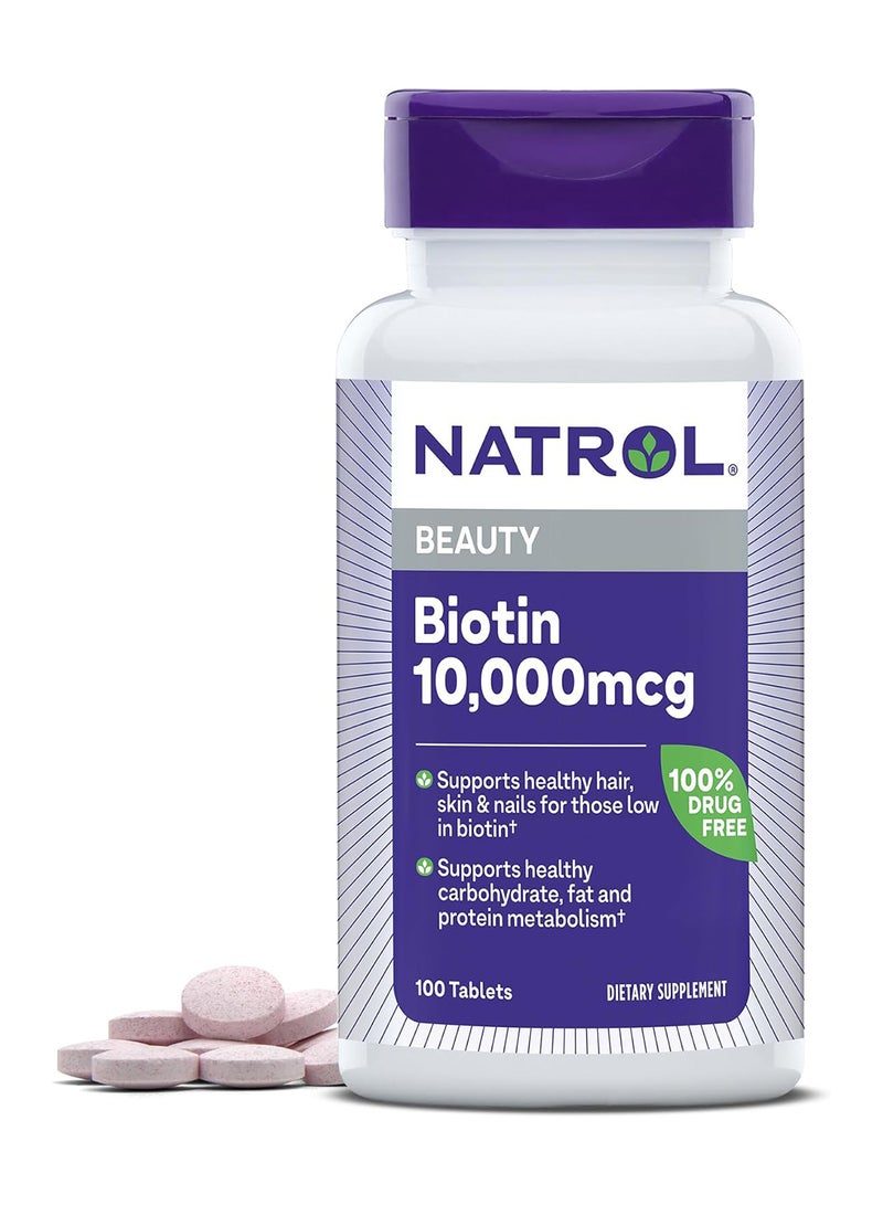 Natrol Biotin Beauty 10000 mcg - 100 Tablets Packaging May Vary - Image 1